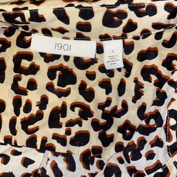 1901 Leopard Print Button Down Top | Color: Black - Picture 6 of 13